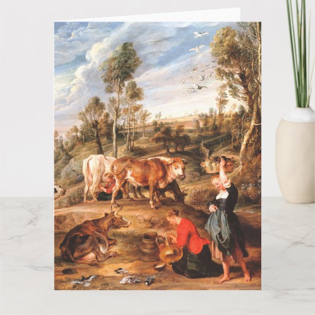 Peter Paul Rubens Milkmaids with Cattle in a Lands Card (Front)
