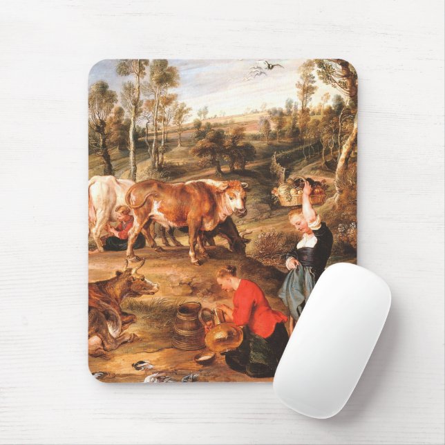 Peter Paul Rubens Milkmaids with Cattle in a Lands Mouse Pad (With Mouse)