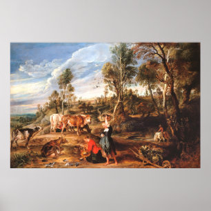 Peter Paul Rubens Milkmaids with Cattle in a Lands Poster