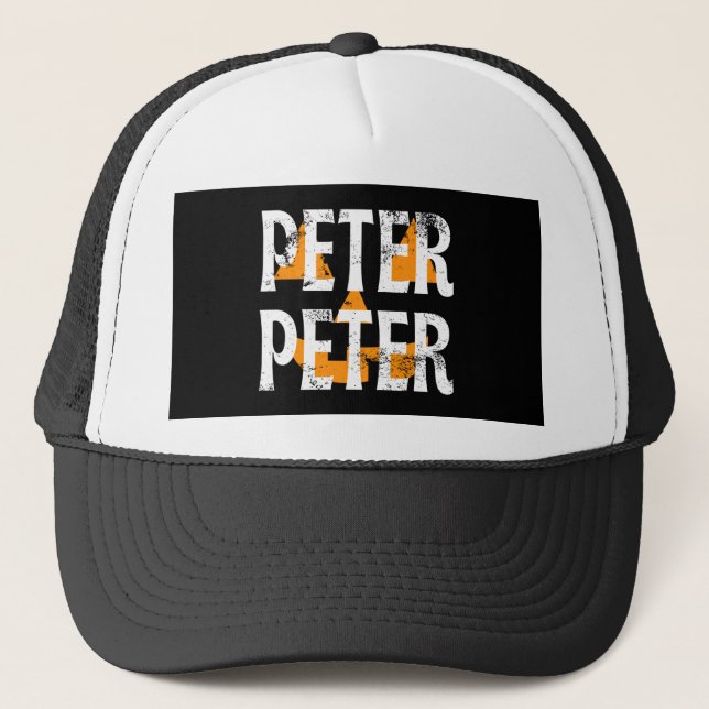 Peter Peter Fall Season Pumpkin Trucker Hat (Front)
