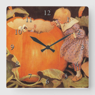 Peter, Peter, Pumpkin-Eater Nursery Rhyme Square Wall Clock