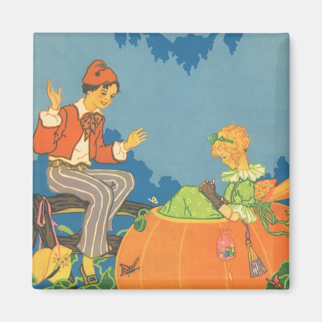 Peter Peter Pumpkin Eater, Vintage Nursery Rhyme Magnet (Front)