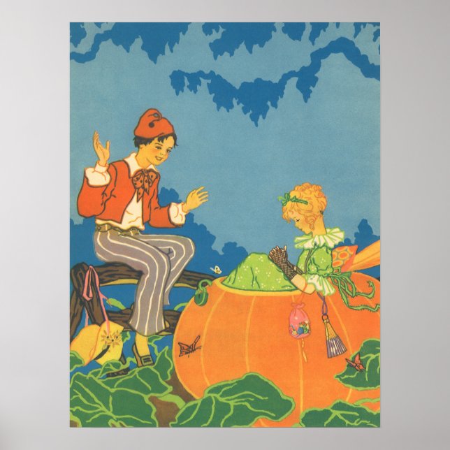 Peter Peter Pumpkin Eater, Vintage Nursery Rhyme Poster (Front)