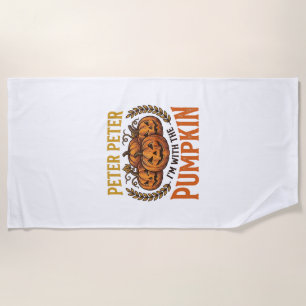 Peter Peter Pumpkin Vintage Halloween Shirt Design Beach Towel