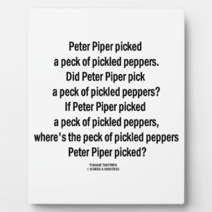Peter Piper Picked Peck Of Pickled Peppers Plaque