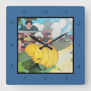Peter Pumpkin-Eater Mother Goose Nursery Rhyme Square Wall Clock