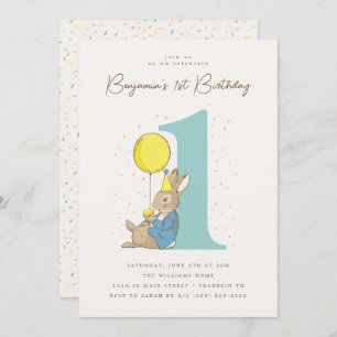 Peter Rabbit 1st Birthday Confetti Invitation