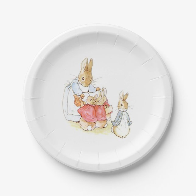 Peter Rabbit and his Sisters (by Beatrix Potter) Paper Plate (Front)