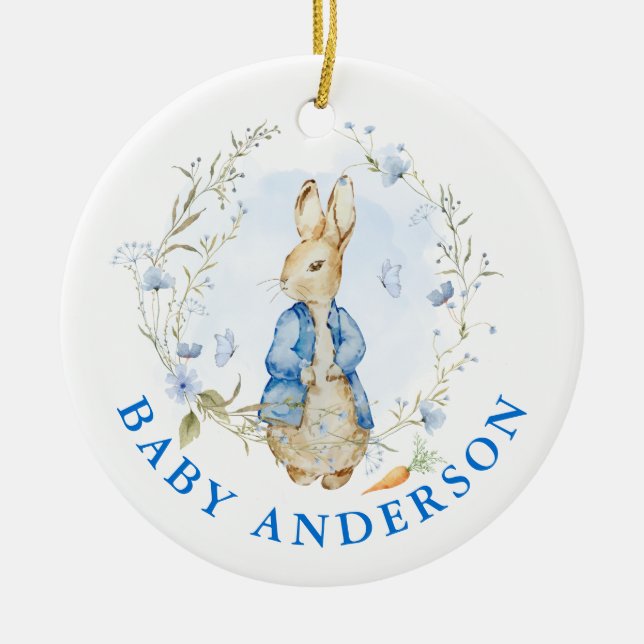 Peter Rabbit Baby Coming Soon Ceramic Tree Decoration (Front)