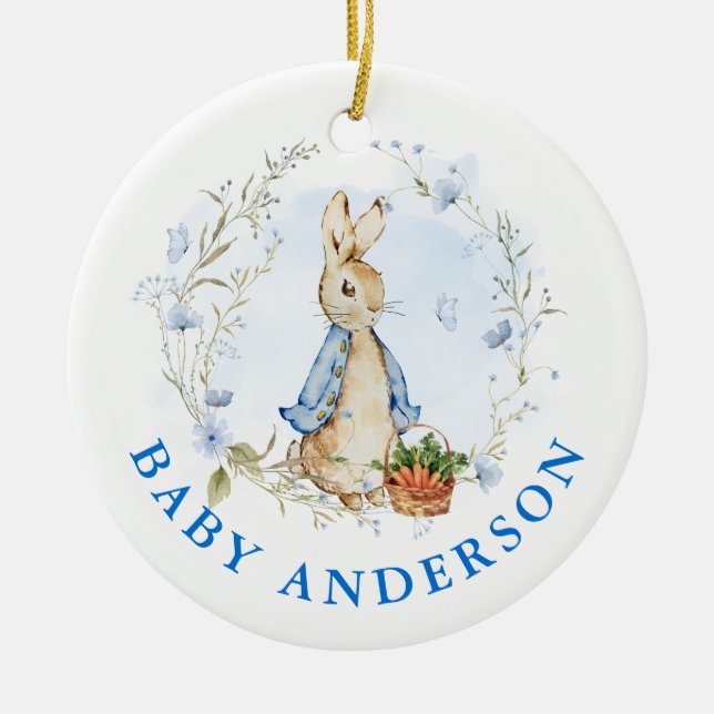 Peter Rabbit Baby Coming Soon Ceramic Tree Decoration (Front)