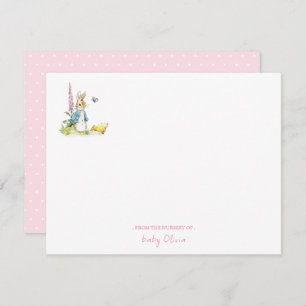 Peter Rabbit Baby girl nursery Flat Thank You Card