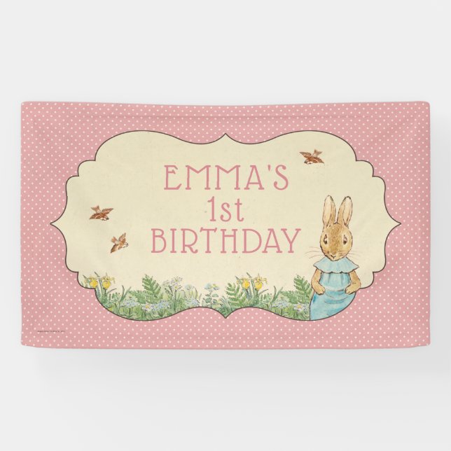 Peter Rabbit | Baby Girl's First Birthday Banner (Horizontal)