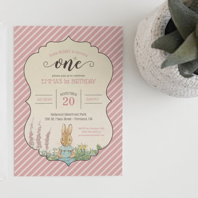 Peter Rabbit | Baby Girl's First Birthday Invitation (Creator Uploaded)
