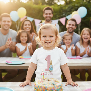 Peter Rabbit   Baby Girl's First Birthday - Name Baby T-Shirt