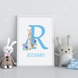 Peter Rabbit Baby Name Poster<br><div class="desc">Watercolor Peter Rabbit Baby Name Poster. Matching items available.</div>