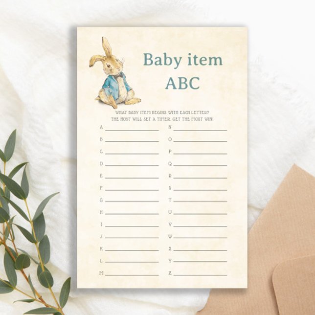 Peter Rabbit Baby Shower Baby item ABC Game (Creator Uploaded)