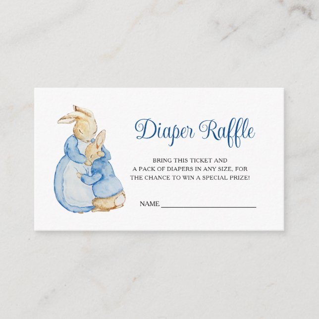 Peter Rabbit Baby Shower Diaper Raffle Enclosure Card (Front)