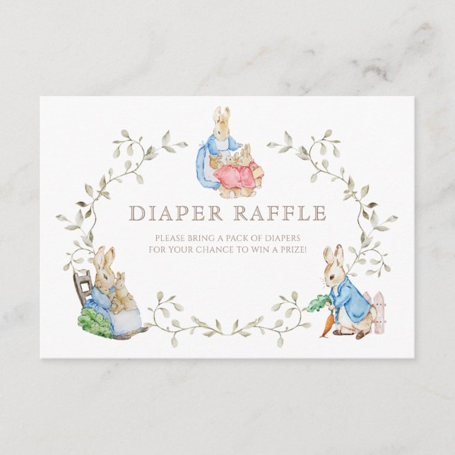 Peter Rabbit Baby Shower Diaper Raffle Enclosure Card (Front)