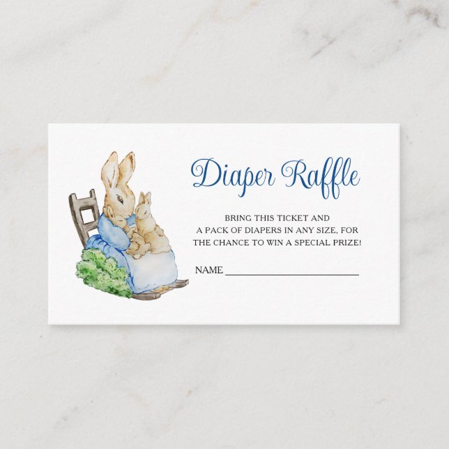 Peter Rabbit Baby Shower Diaper Raffle Enclosure Card (Front)