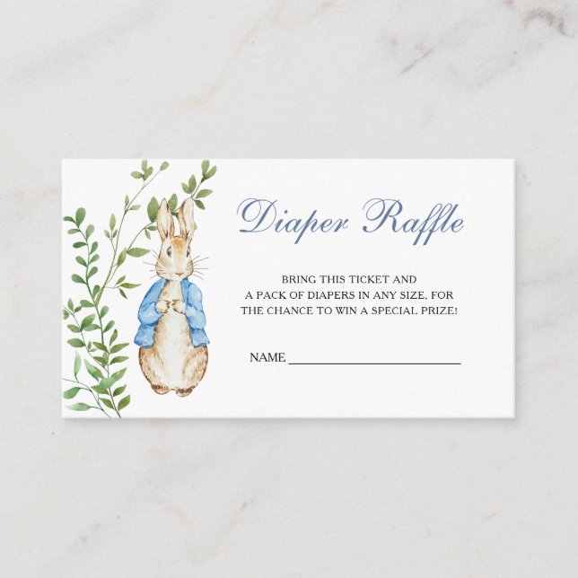 Peter Rabbit Baby Shower Diaper Raffle Enclosure Card (Front)
