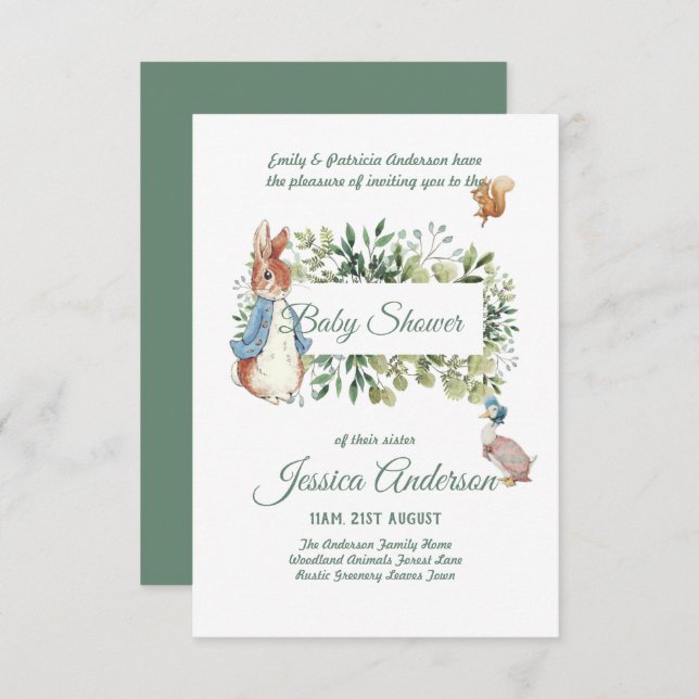 Peter Rabbit BABY SHOWER Invitations Boy or Girl (Front/Back)
