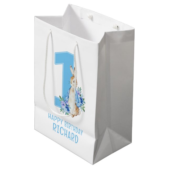 Peter Rabbit Baby's First Birthday Medium Gift Bag (Front Angled)