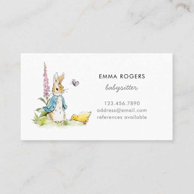 Peter Rabbit Babysitter Nanny Business Card (Front)