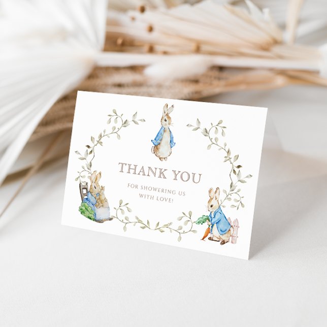 Peter Rabbit Beatrix Potter Greenery Watercolor  Thank You Card (Creator Uploaded)