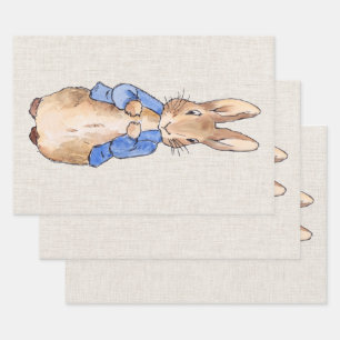 Peter Rabbit Beige Linen Background  Wrapping Paper Sheet