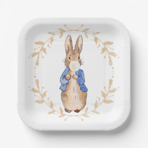 Peter Rabbit Blowing White Gum Paper Plate