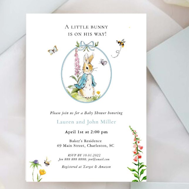 Peter Rabbit Blue Baby Boy Couples Baby Shower  Invitation (Creator Uploaded)