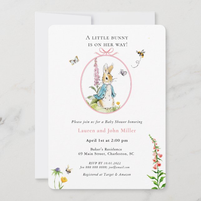 Peter Rabbit Blue Baby Girl Couples Baby Shower  Invitation (Front)