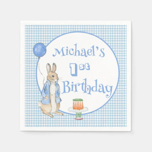 Peter Rabbit Blue One First  Birthday Party Napkin