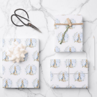 Peter Rabbit Blue Wildflower  Wrapping Paper Sheet