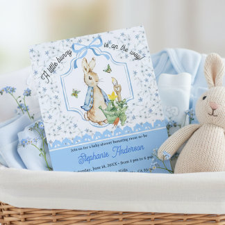 Peter Rabbit Blue Wildflowers Books for Baby and Invitation