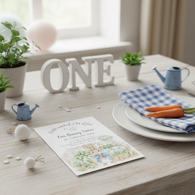 Peter Rabbit Boy First Birthday Party Cabbage  Invitation (Creator Uploaded)