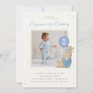 Peter Rabbit Boy's Birthday BlueConfetti - Photo Invitation