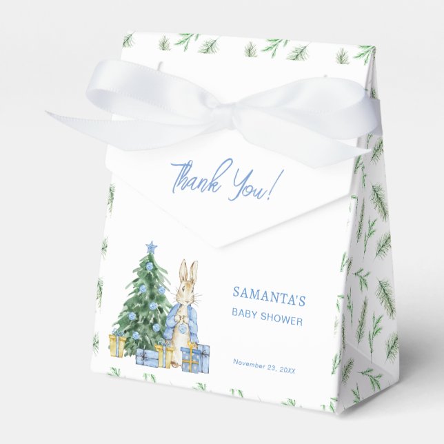 Peter Rabbit Christmas Baby Shower Thank You Favour Box (Front Side)