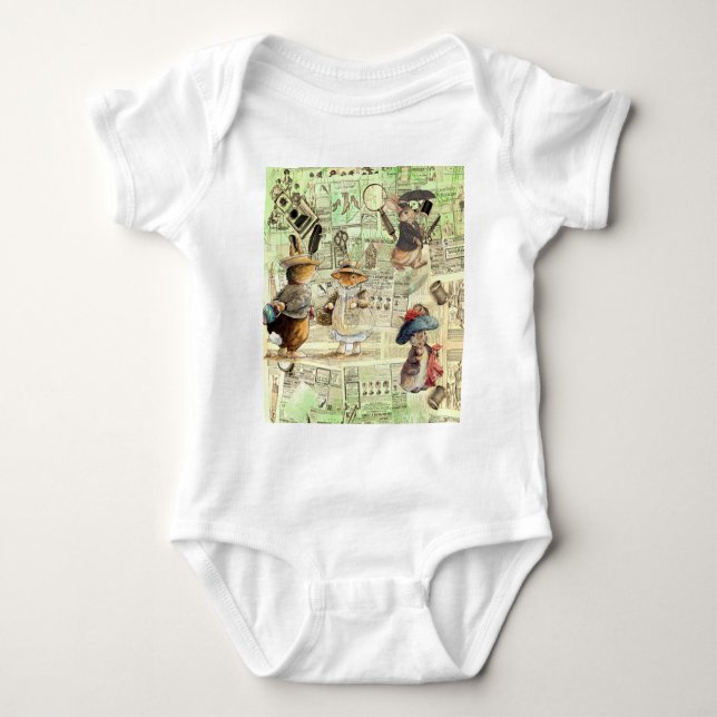 peter rabbit composition  baby bodysuit (Front)
