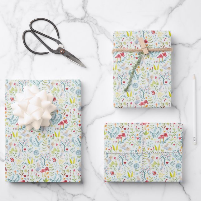 Peter Rabbit | Enchanted Watercolor Pattern Wrapping Paper Sheet (Front)