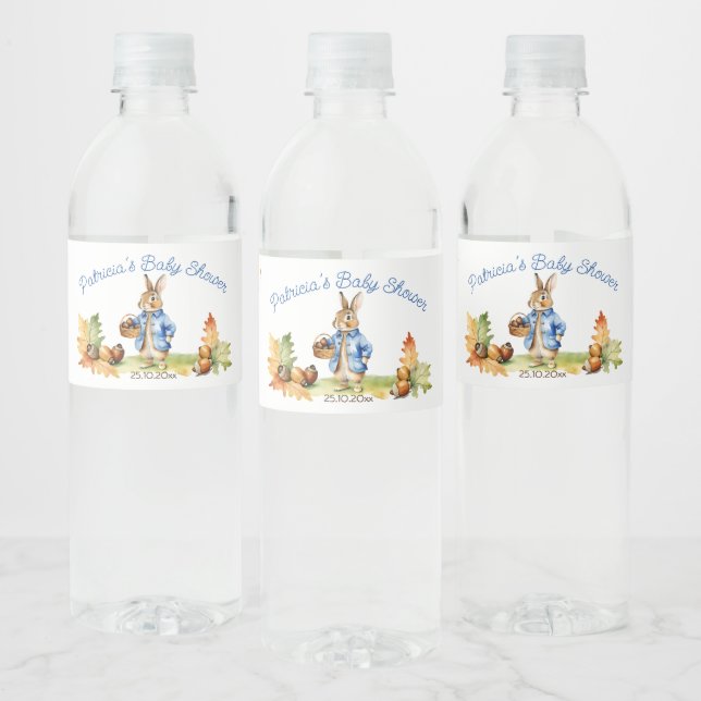 Peter rabbit fall baby shower tableware water bottle label (Bottles)
