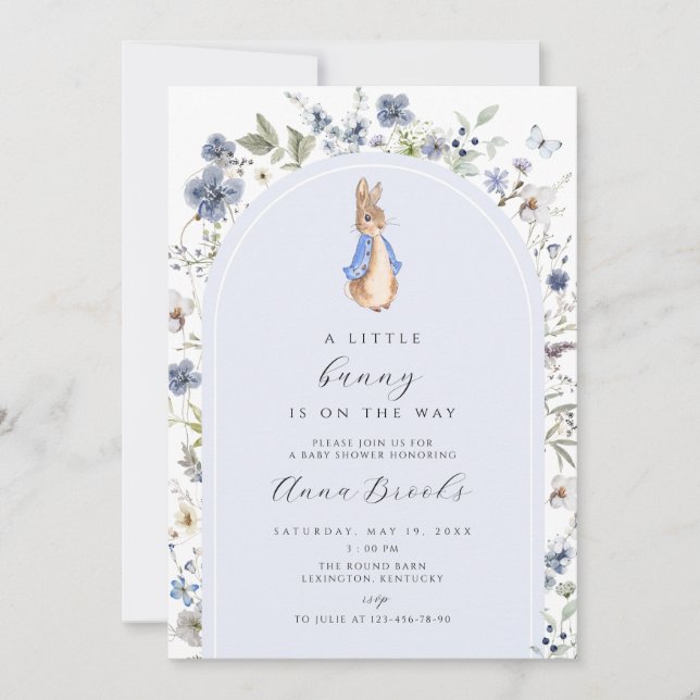 Peter rabbit floral boy Baby Shower Invitation (Front)