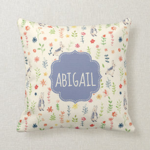 Peter Rabbit   Floral Watercolor Pattern Cushion