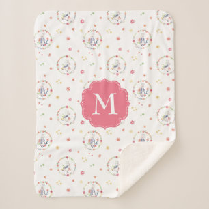 Peter Rabbit Floral Wreath Pattern Sherpa Blanket