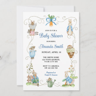 Peter Rabbit Friends Baby Shower Invitation