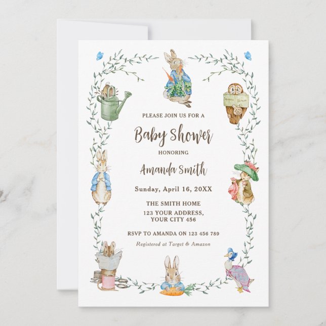 Peter Rabbit Friends Baby Shower Invitation (Front)