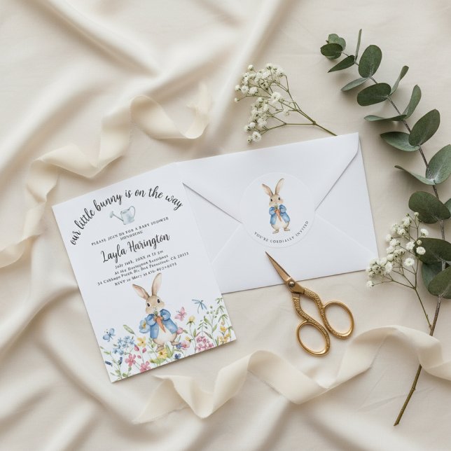 Peter Rabbit Garden Party Baby Shower Classic Round Sticker (Creator Uploaded)