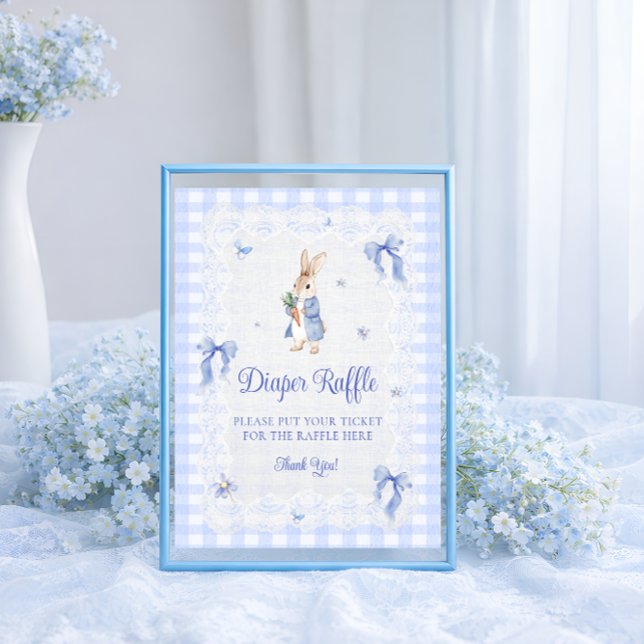 Peter Rabbit Gingham Baby Shower Diaper Raffle Poster (Creator Uploaded)