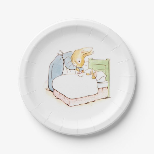 Peter Rabbit in Bed (Being Fed by his Mother) Paper Plate (Front)