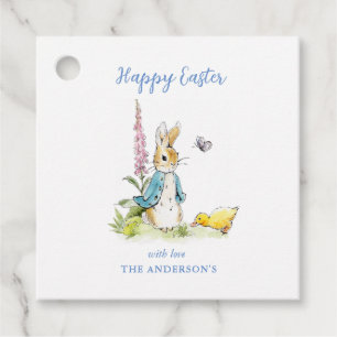 Peter Rabbit in garden Happy Easter Favour Tags